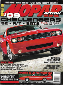 MOPAR ACTION 2008 AUG - '09 CHALLENGERS, NEW 09 HEMI, '67 383 DART GTS, SUPER D